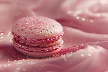 Macaron in style of intricate texture megawave, sparkling, Love and sweet Macaron.