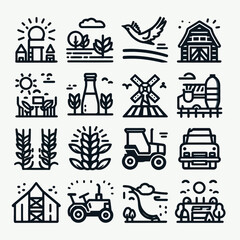 outline agriculture set icon silhouette vector illustration white background