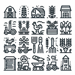  outline agriculture set icon silhouette vector illustration white background