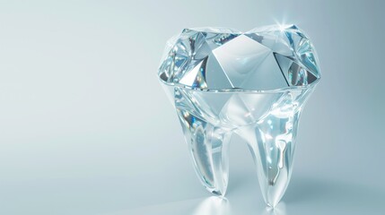 An intricately detailed crystal diamond on a light blue background, showcasing brilliant reflections and facets.