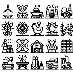  outline agriculture set icon silhouette vector illustration white background