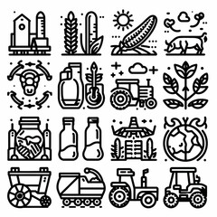  outline agriculture set icon silhouette vector illustration white background