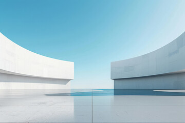 Concrete outdoor square building,Empty architectural background.