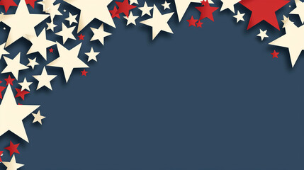 Patriotic red and white stars on blue background for celebrations and events