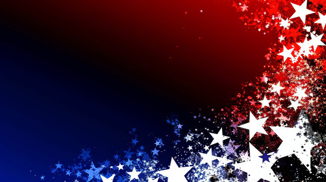 Patriotic American flag stars on red and blue gradient background