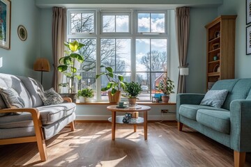 A safe and structured home environment designed for someone with dementia, focusing on adaptability