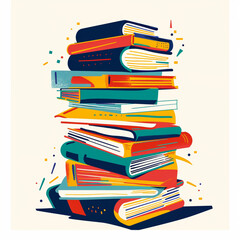 Logo for World Book Day. Stacks of books. Modern illustration.