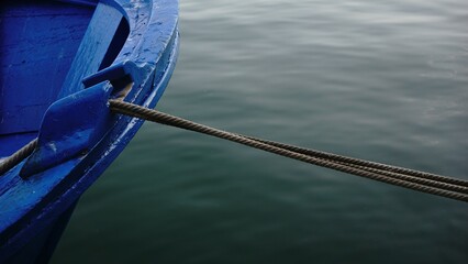 mooring rope between boat and port