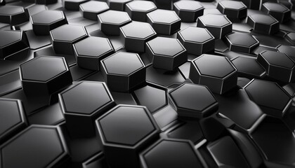random shifted black honeycomb hexagon background wallpaper