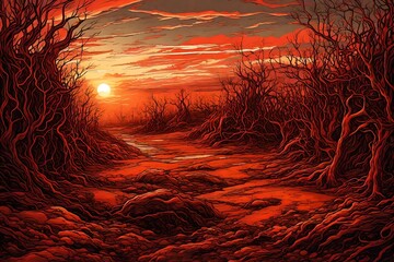sunset in the mountains