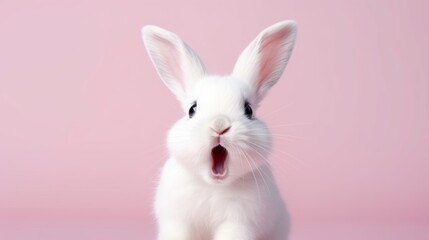 cute animal pet rabbit or bunny white color smiling and laughing isolated with copy space for easter background, rabbit, animal, pet, cute, fur, ear, mammal, background, celebration