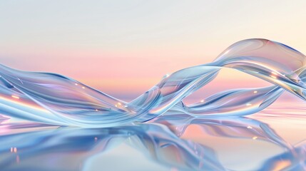 A long, curvy wave of water with a pink sky in the background