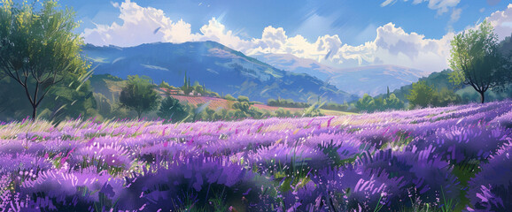 Whispering winds carry the scent of lavender fields, a fragrant symphony in the summer breeze.