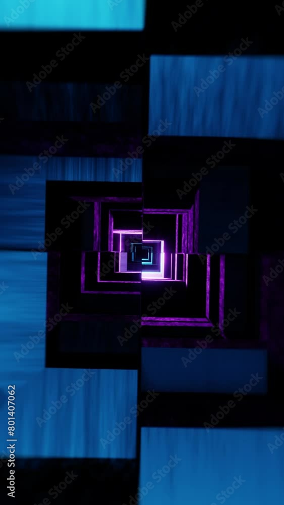 Wall mural abstract colorful futuristic tunnel animation, seamless vj loop
