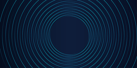 Vector abstract circle frame with wavy rounded lines pattern flowing in blue green colors isolated on black background for concept of music, technology, ai