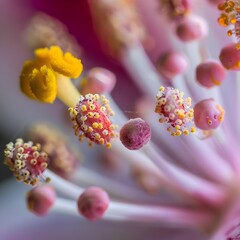 Obraz premium Intricate Reproduction A CloseUp of Flower Stamen and Pollen Grains