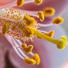 Obraz premium Intricate Pollen Grains A Closeup of Flower Stamen Textures
