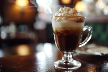 Glass of Irish coffee. Generative AI