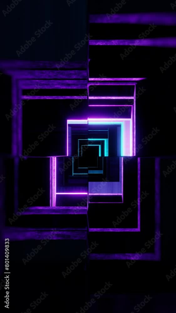Wall mural abstract colorful futuristic tunnel animation, seamless vj loop