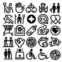 outline disability set icon silhouette vector illustration white background