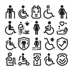 outline disability set icon silhouette vector illustration white background