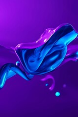 Abstract wavy background in purple and blue hues with a glossy, liquid metal appearance, wallpapers, or graphic design elements. Black blue purple silk satin. Сopy space for text or product 