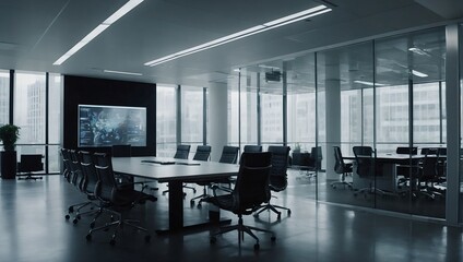 A meeting room inside a modern office