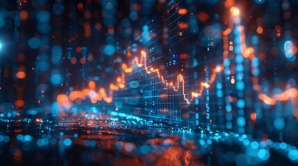 Obraz premium Dive into the vibrant world of digital currencies with a background showcasing stylized digital coins and blockchain code snippets.