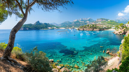 The Bucht of Port de Soller is located in the middle of Spain