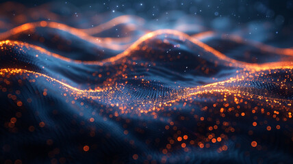 Luminescent waves crashing against a shoreline of data.