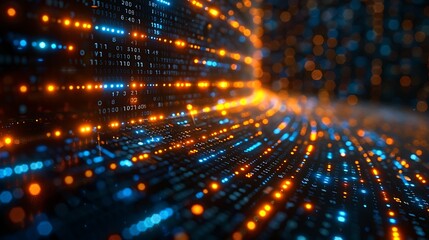 Fototapeta premium Explore the explosive growth of digital currencies through a tech-inspired design featuring stylized digital coins and intricate blockchain code snippets in the background.