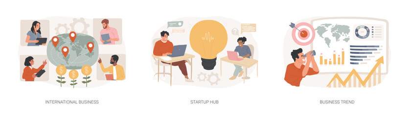 Business idea isolated concept vector illustration set.