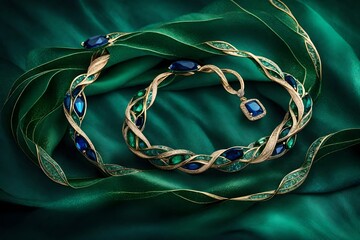 green bag with beads