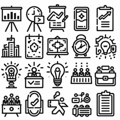 outline event planning set icon silhouette vector illustration white background