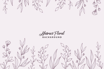 Rustic floral background with hand drawn leaves and flower pattern