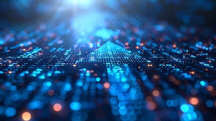 A minimalist and refined visualization of upward financial trends, featuring a stark blue arrow ascending on a smooth blue gradient canvas.