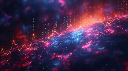 Obraz premium A visually striking yet minimalist market trend graphic, featuring a prominent upward arrow in vibrant blue against a calming gradient background.