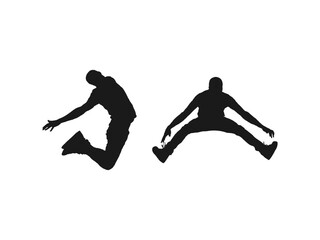 Happy jumping people silhouettes. Black and white vector collection. Illustration of people jumping-silhouettes. Silhouettes of happy jump and running Businessmen with white background.