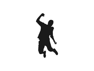 Fototapeta na wymiar Happy jumping people silhouettes. Black and white vector collection. Illustration of people jumping-silhouettes. Silhouettes of happy jump and running Businessmen with white background.