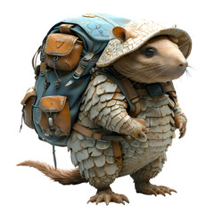 An animated 3D cartoon of a friendly armadillo guiding lost hikers.