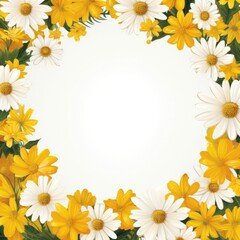 Obraz premium White and yellow flowers grace a serene backdrop, evoking the tranquil essence of spring without unfurling.