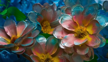 acrylic flowers seamless pattern artistic background