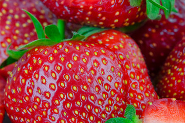 Strawberries. Fresh berries macro. Fruit background