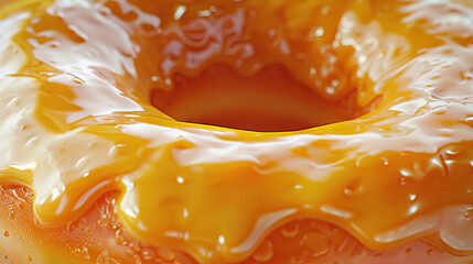 Glazed Donut Temptation: Close-Up of Shiny and Textured Glazed Donut Temptation in Bakery Display