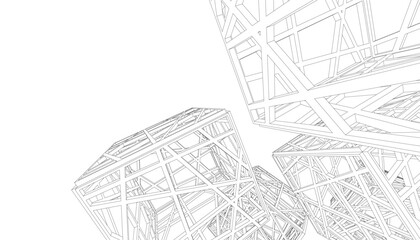 Fototapeta premium Geometric shapes vector 3d drawing