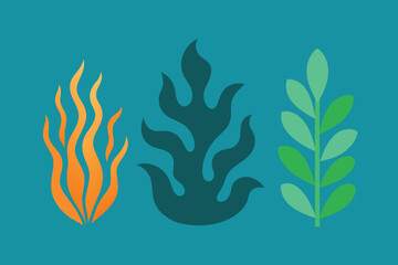 Sea Weed Icons Set vector design