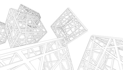 Fototapeta premium Geometric shapes vector 3d drawing