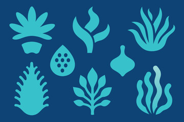 Sea Weed Icons Set vector design
