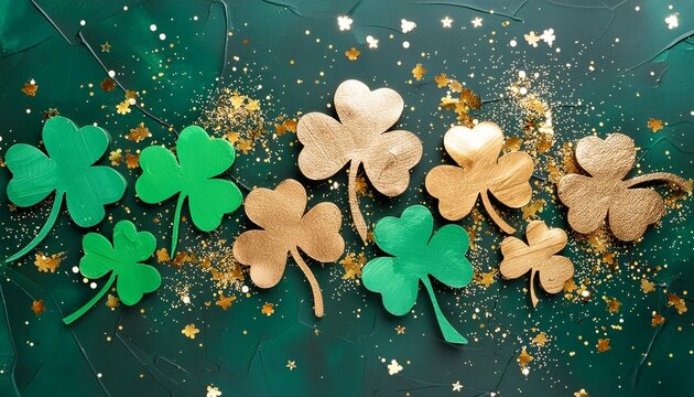 st patrick s day clovers gold green paint splatters