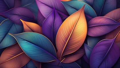 abstract background of colorful leaves decorative texture backdrop vector illustration generative ai